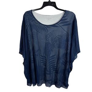 Catherines Women's Lined Top Blouse Size 2X Blue Batwing Sleeves NEW